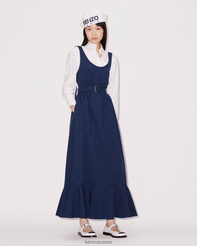 Kenzo robe longue à volants femmes bleu nuit D2804X575 vêtements