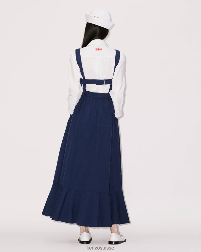Kenzo robe longue à volants femmes bleu nuit D2804X575 vêtements