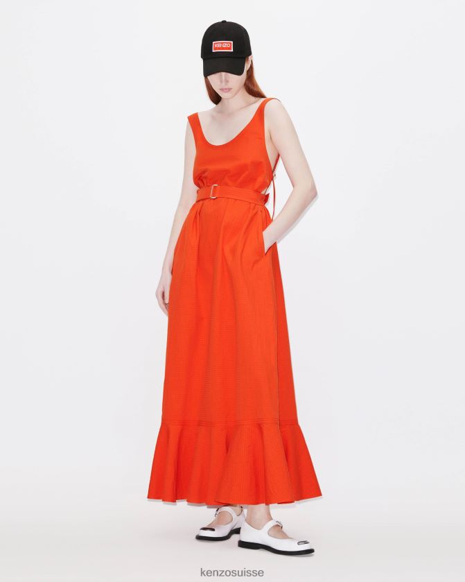 Kenzo robe longue à volants femmes rouge moyen D2804X535 vêtements