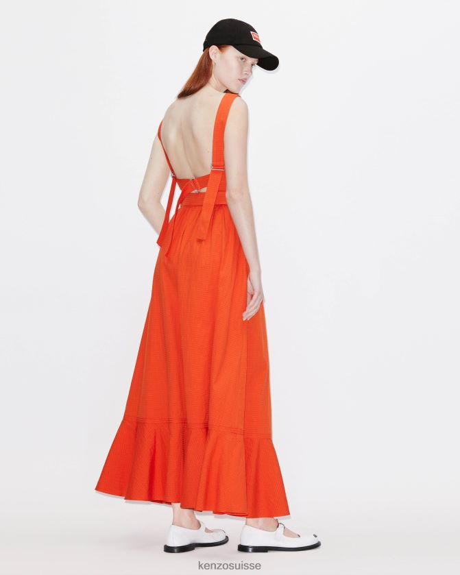 Kenzo robe longue à volants femmes rouge moyen D2804X535 vêtements