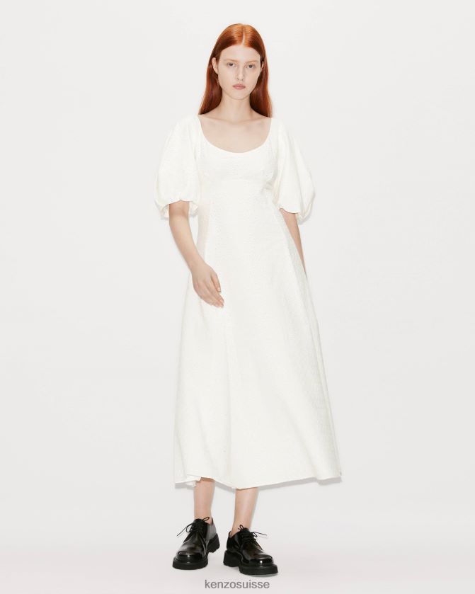 Kenzo robe midi en broderie anglaise femmes blanc cassé D2804X489 vêtements