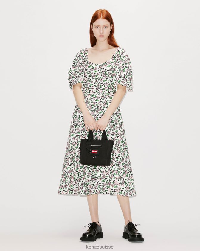 Kenzo robe midi en broderie anglaise femmes blanc cassé D2804X616 vêtements