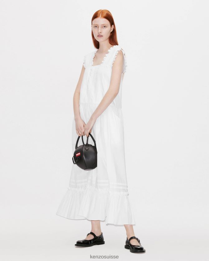 Kenzo robe midi plissée femmes blanc cassé D2804X633 vêtements