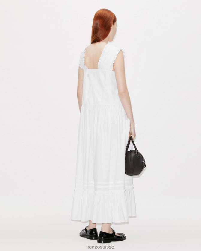 Kenzo robe midi plissée femmes blanc cassé D2804X633 vêtements