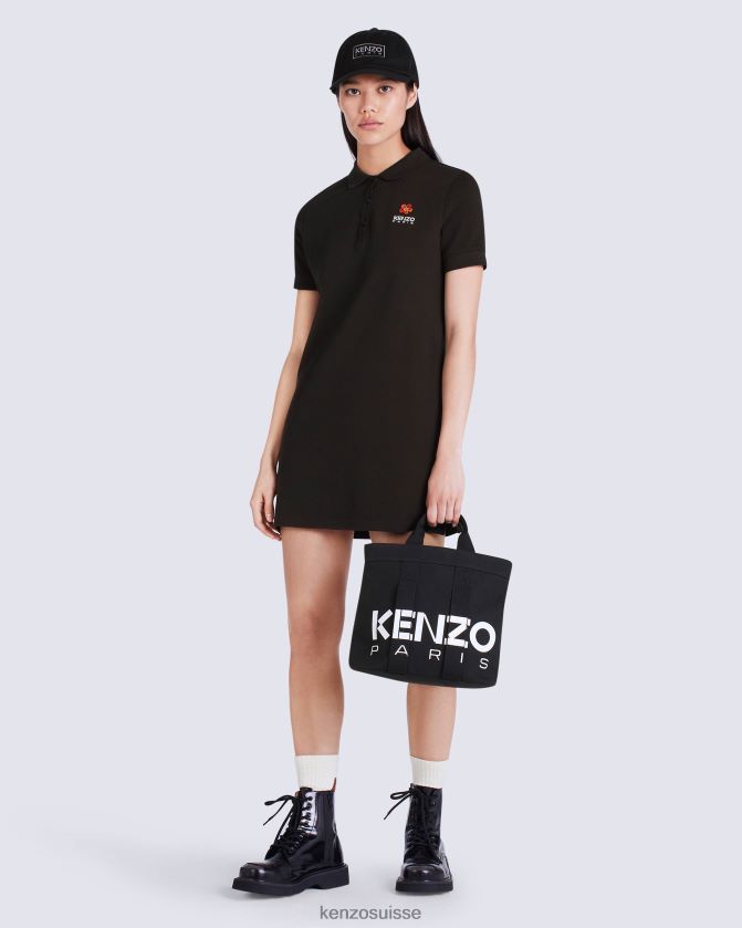 Kenzo robe polo à écusson à fleurs Boke femmes noir D2804X625 vêtements
