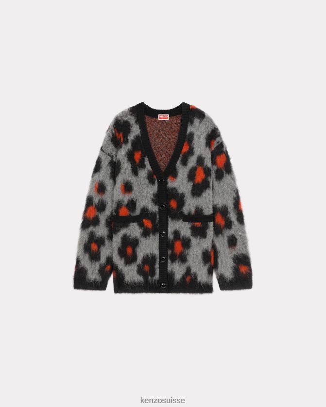Kenzo cardigan en laine hana léopard femmes gris brumeux D2804X629 vêtements