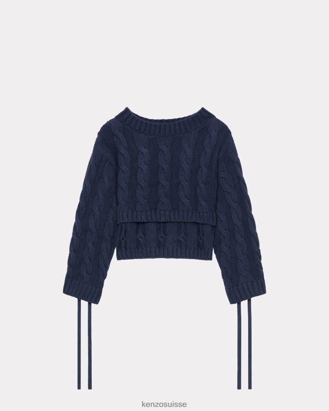 Kenzo pull court à lacets femmes bleu nuit D2804X524 vêtements