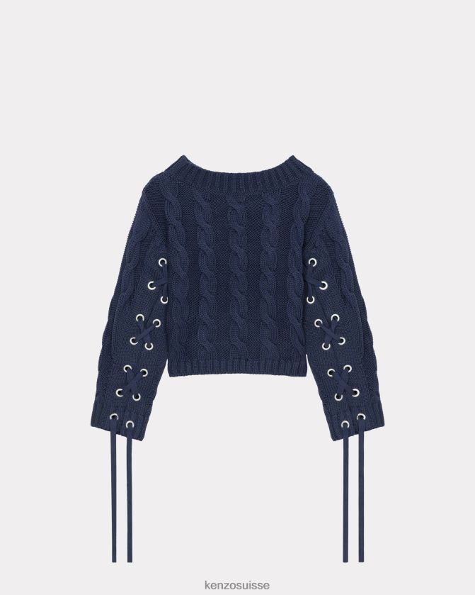Kenzo pull court à lacets femmes bleu nuit D2804X524 vêtements