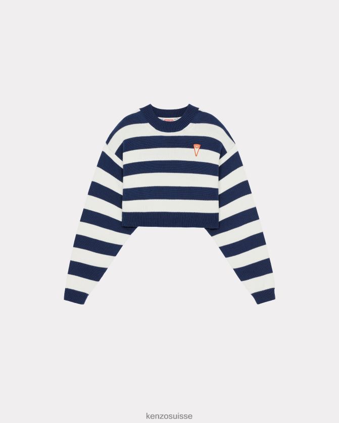 Kenzo pull court à rayures nautiques femmes bleu nuit D2804X562 vêtements
