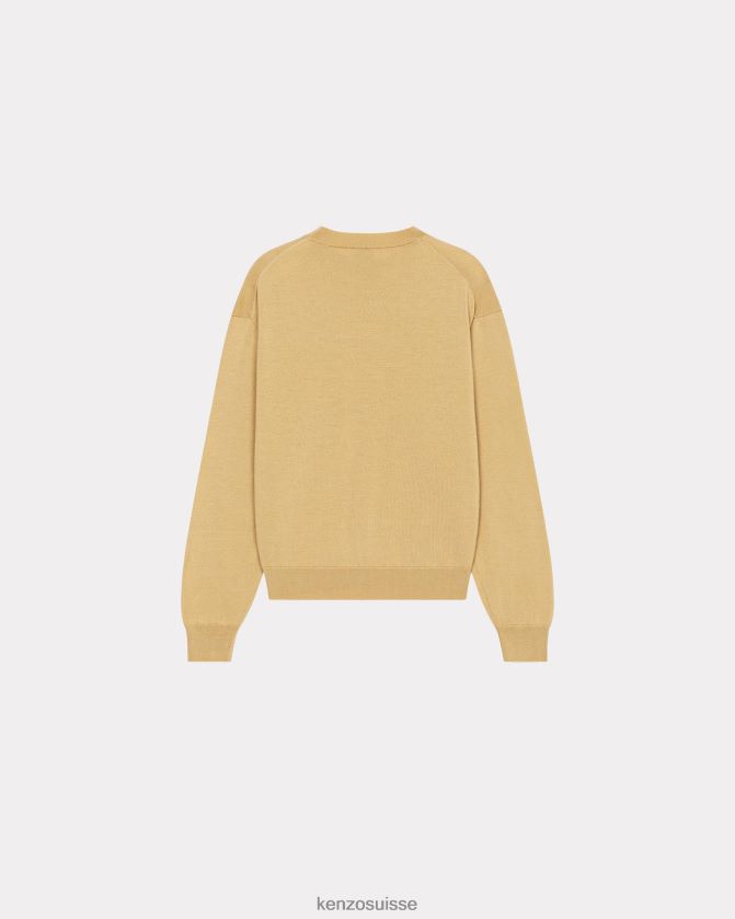 Kenzo pull en laine à écusson fleur boke femmes beige D2804X411 vêtements