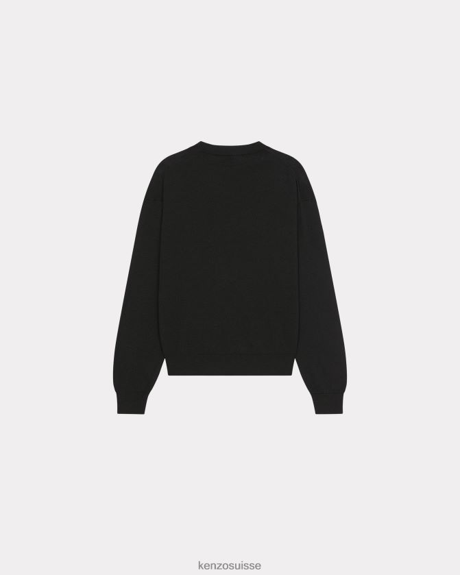 Kenzo pull en laine à écusson fleur boke femmes noir D2804X525 vêtements