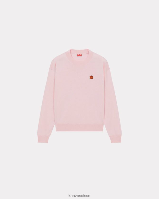 Kenzo pull en laine à écusson fleur boke femmes rose fané D2804X466 vêtements
