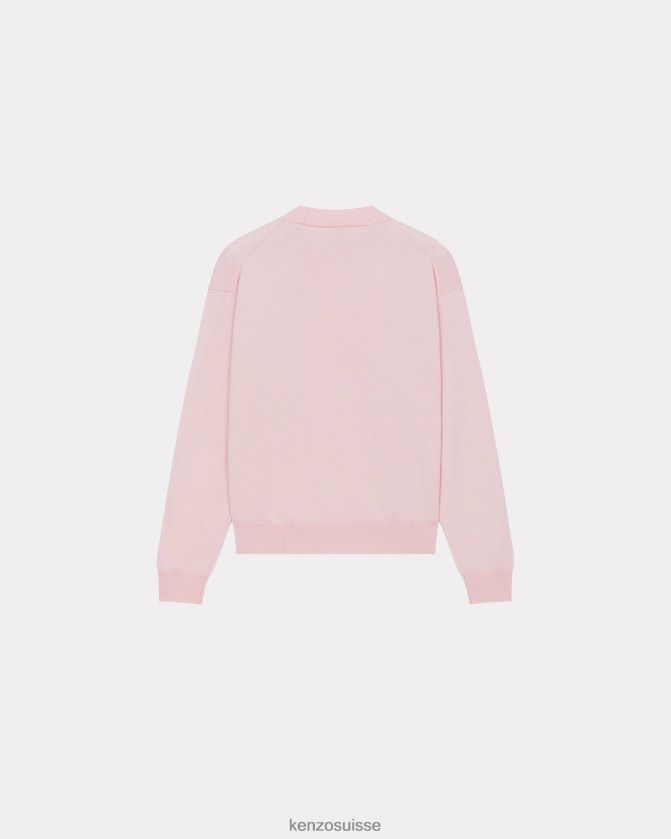 Kenzo pull en laine à écusson fleur boke femmes rose fané D2804X466 vêtements