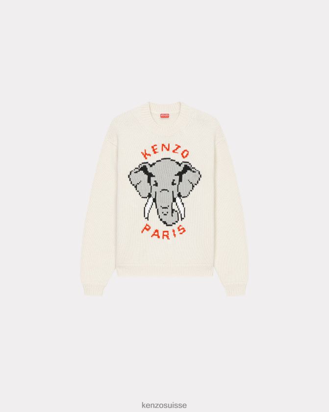 Kenzo pull en laine éléphant femmes blanc cassé D2804X380 vêtements
