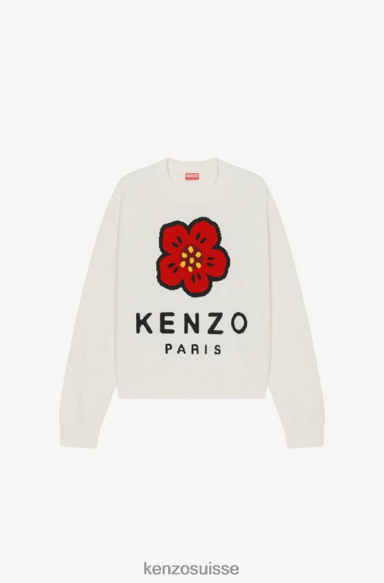 Kenzo pull en laine mérinos "boke flower" femmes blanc cassé D2804X542 vêtements