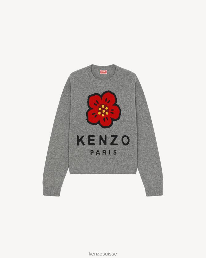 Kenzo pull en laine mérinos "boke flower" femmes gris brumeux D2804X541 vêtements