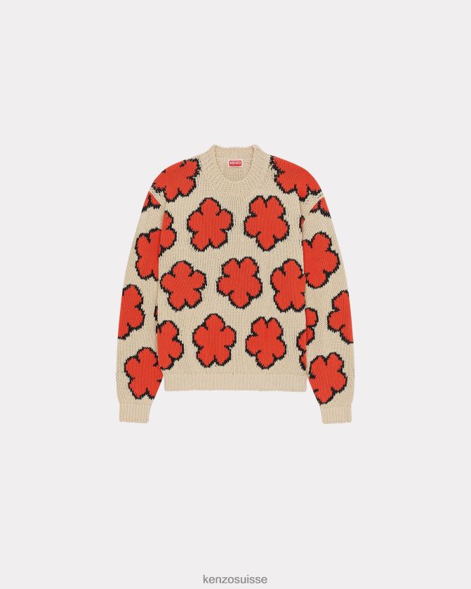 Kenzo pull à fleurs boké femmes écru D2804X381 vêtements