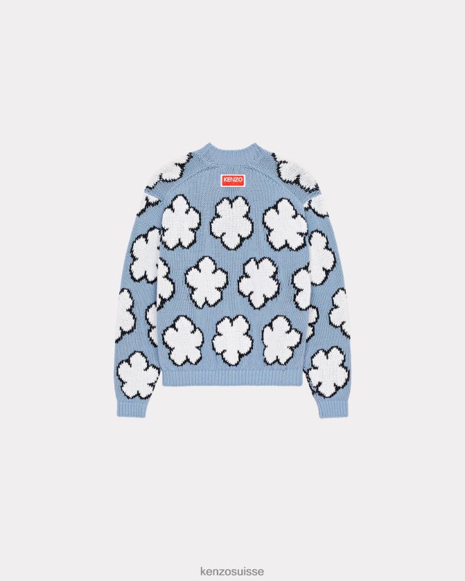 Kenzo pull à fleurs boké femmes cyan D2804X597 vêtements