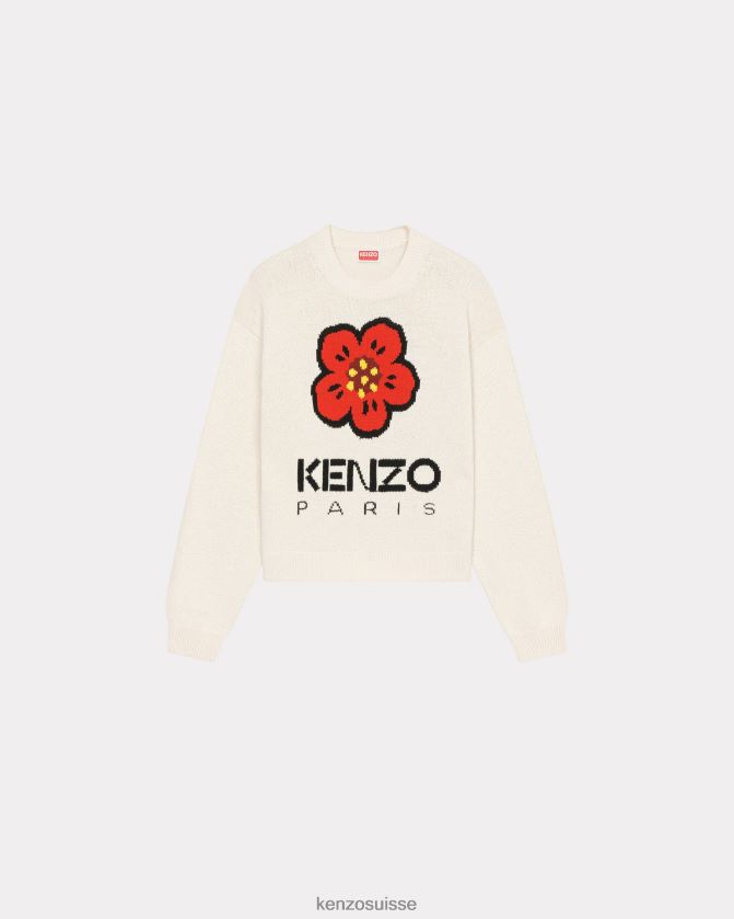 Kenzo pull à fleurs de boke femmes blanc cassé D2804X499 vêtements
