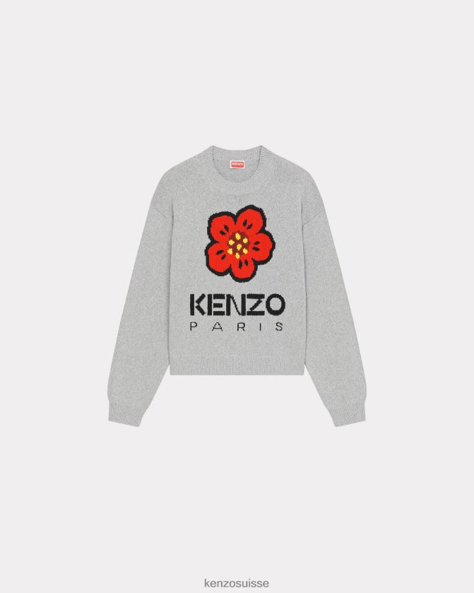 Kenzo pull à fleurs de boke femmes gris perle D2804X442 vêtements