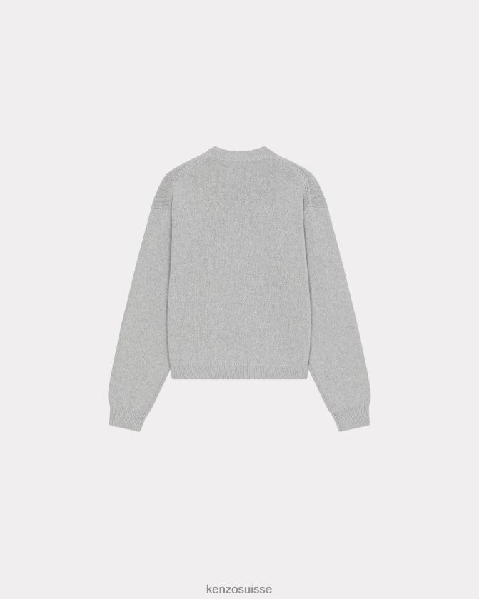 Kenzo pull à fleurs de boke femmes gris perle D2804X442 vêtements
