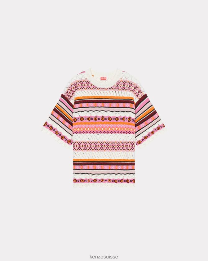 Kenzo pull oversize Fair Isle femmes rose D2804X471 vêtements