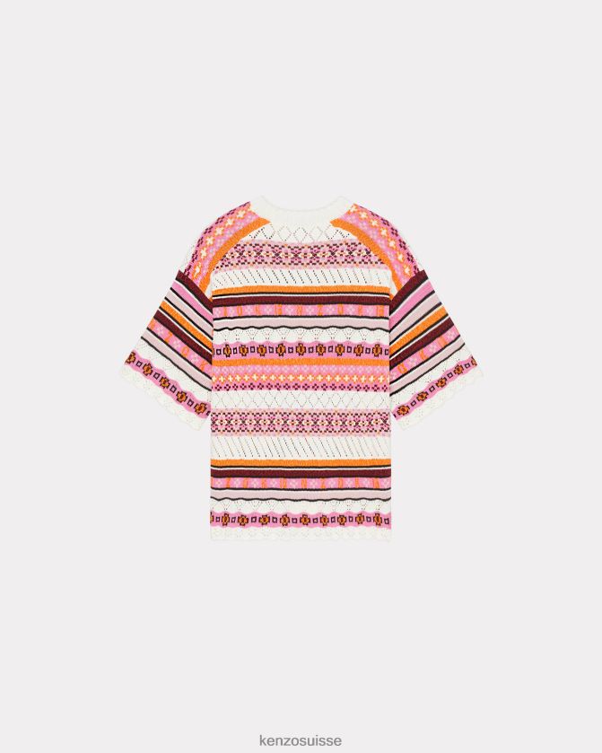 Kenzo pull oversize Fair Isle femmes rose D2804X471 vêtements
