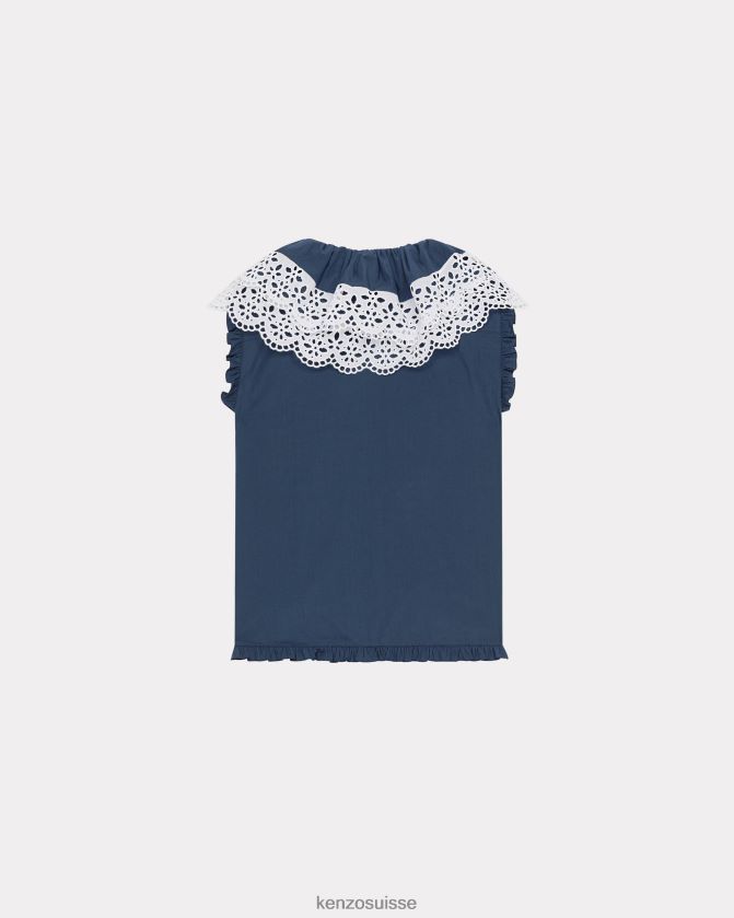 Kenzo blouse en broderie anglaise femmes bleu nuit D2804X641 vêtements