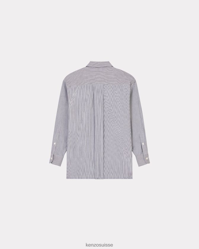 Kenzo chemise oversize à écusson de fleur de boke femmes bleu nuit D2804X438 vêtements