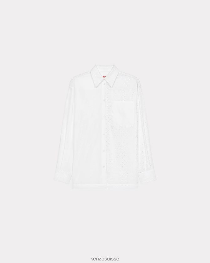 Kenzo chemise oversize en broderie anglaise femmes blanc cassé D2804X594 vêtements