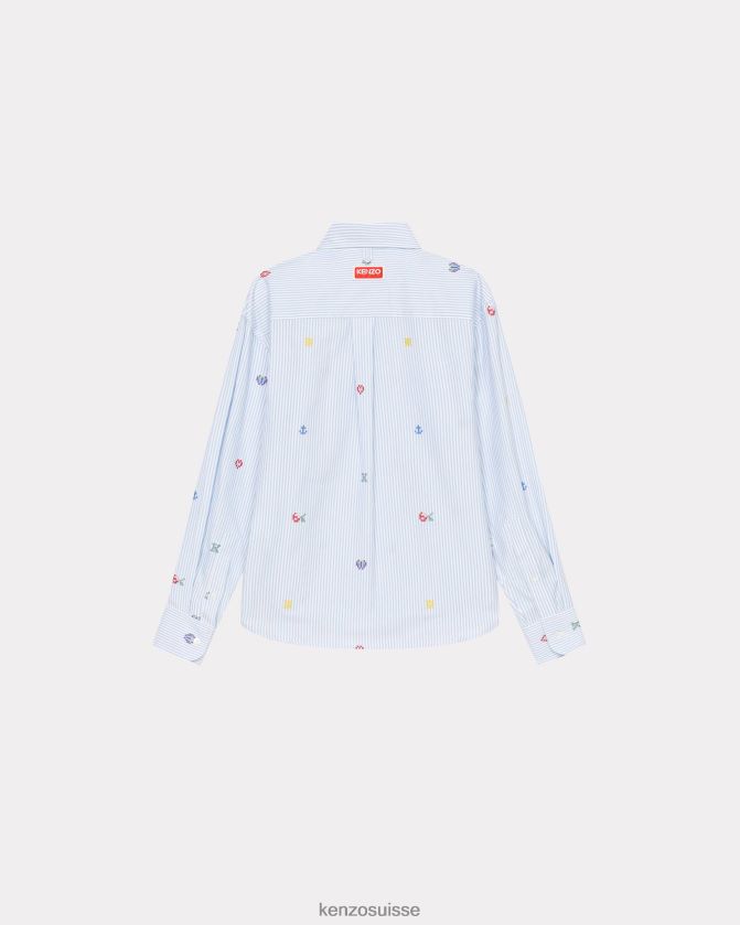 Kenzo chemise oxford coupe droite pixel femmes bleu clair D2804X685 vêtements
