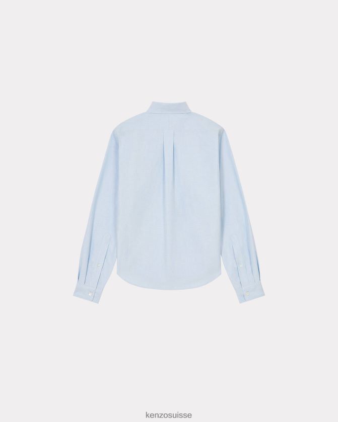 Kenzo chemise slim à blason de fleur de boke femmes bleu ciel D2804X652 vêtements