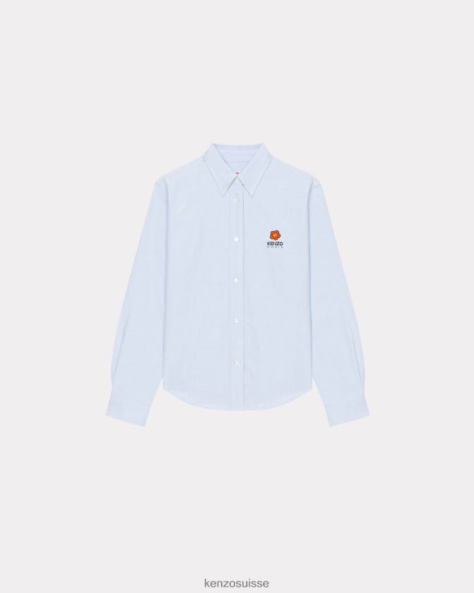 Kenzo chemise slim à écusson de fleur de boke femmes bleu ciel D2804X609 vêtements