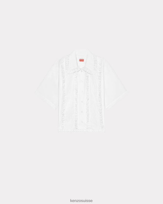 Kenzo chemisier à volants femmes blanc cassé D2804X538 vêtements