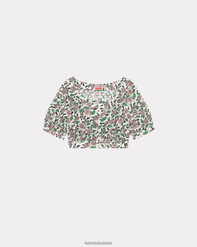 Kenzo haut raccourci en broderie anglaise femmes blanc cassé D2804X571 vêtements