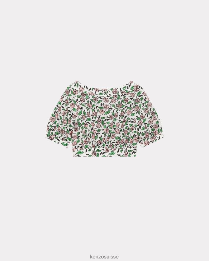 Kenzo haut raccourci en broderie anglaise femmes blanc cassé D2804X571 vêtements