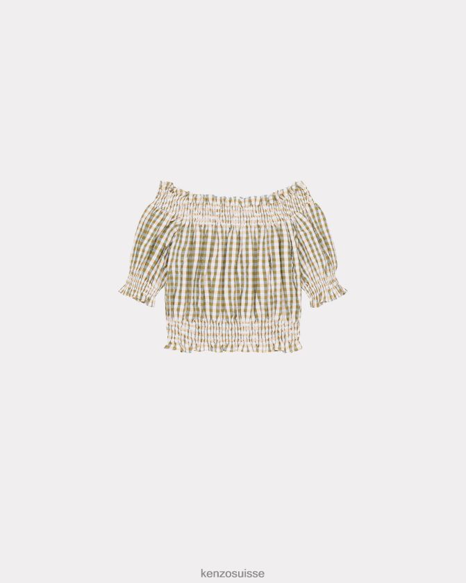 Kenzo top court smocké femmes herbe verte D2804X622 vêtements