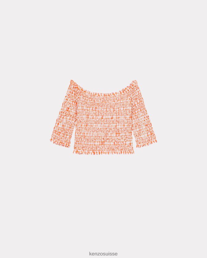 Kenzo top court smocké femmes orange moyen D2804X435 vêtements