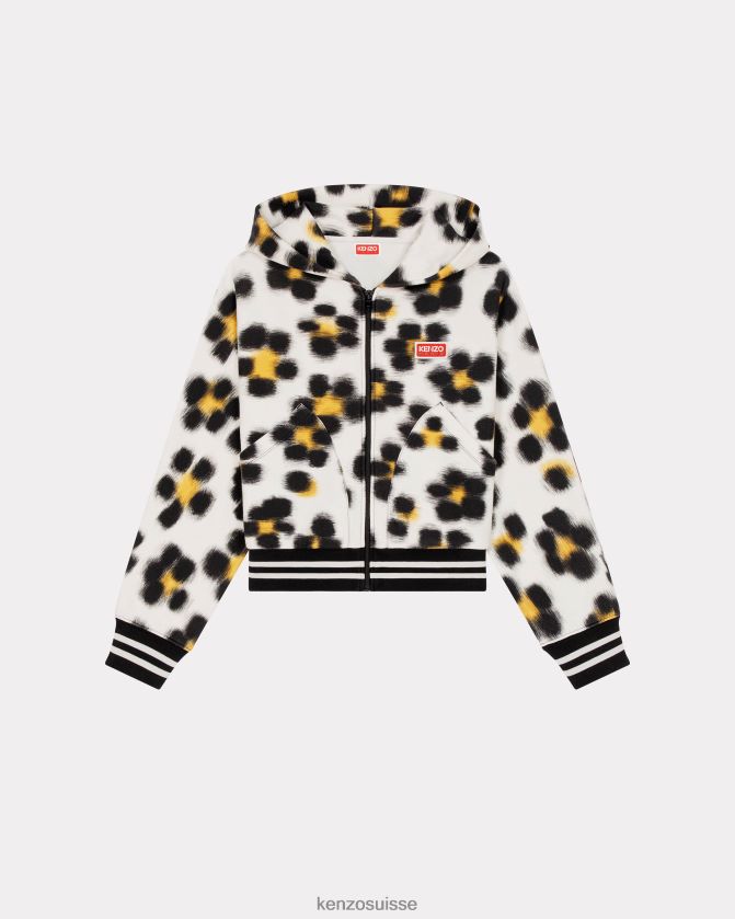 Kenzo sweat à capuche Hana léopard femmes blanc cassé D2804X454 vêtements