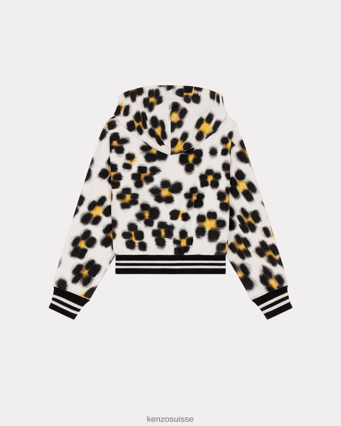 Kenzo sweat à capuche Hana léopard femmes blanc cassé D2804X454 vêtements