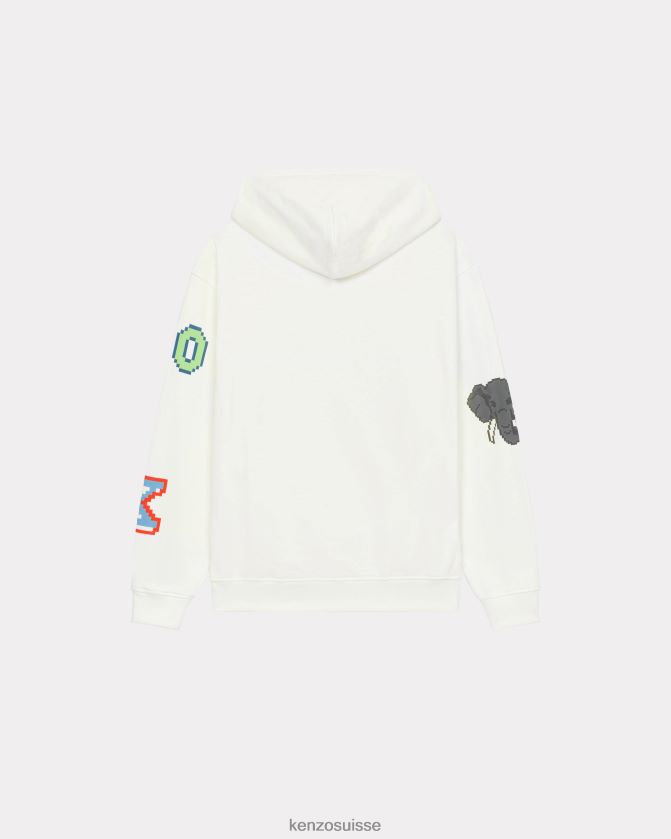 Kenzo sweat à capuche pixel femmes blanc cassé D2804X540 vêtements