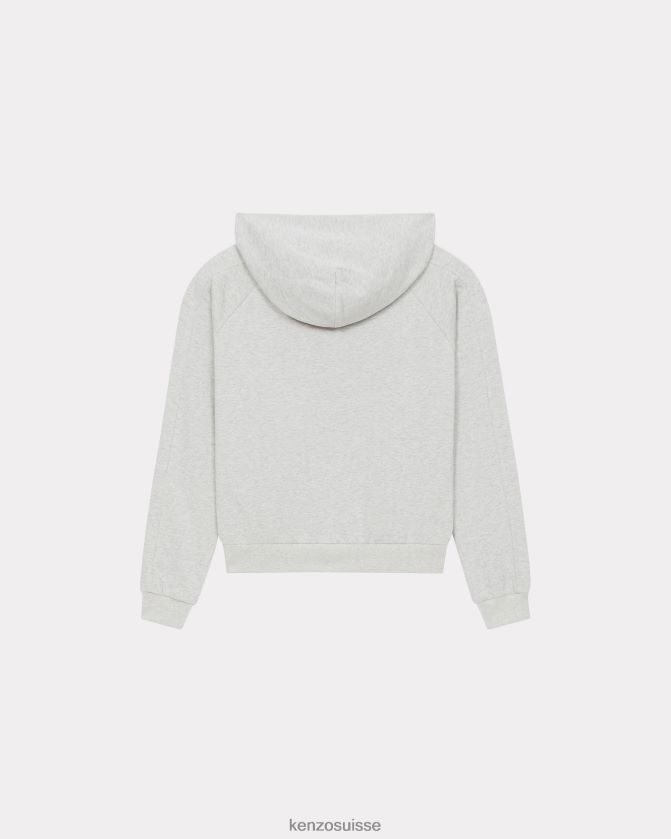 Kenzo sweat à capuche zippé avec écusson Target femmes gris pale D2804X617 vêtements