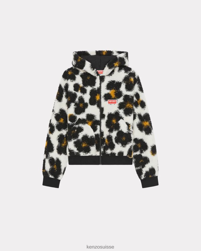 Kenzo sweat polaire à capuche hana léopard femmes blanc cassé D2804X440 vêtements