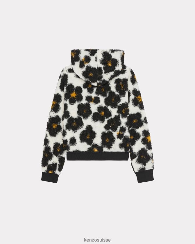 Kenzo sweat polaire à capuche hana léopard femmes blanc cassé D2804X440 vêtements