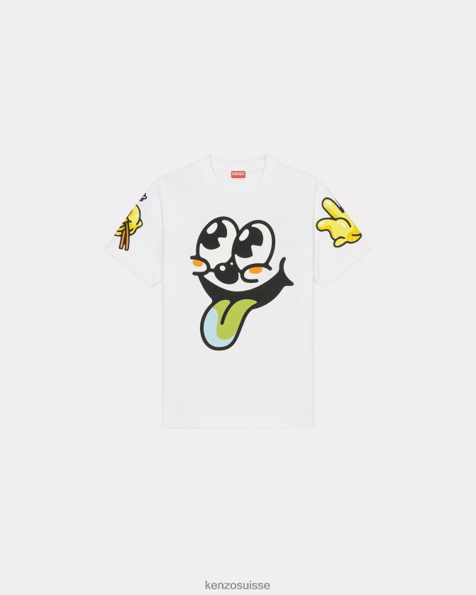 Kenzo t-shirt ample boké femmes blanc cassé D2804X482 vêtements