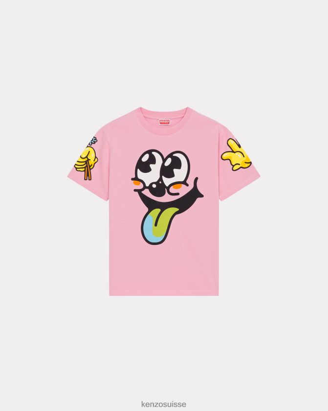 Kenzo t-shirt ample boké femmes rose D2804X490 vêtements