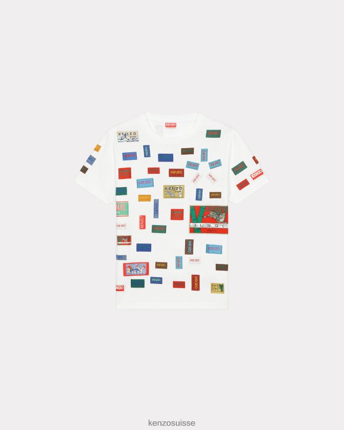 Kenzo t-shirt ample des étiquettes d'archives femmes blanc cassé D2804X590 vêtements