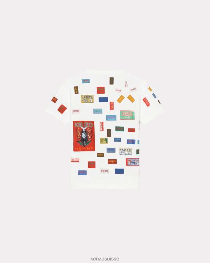 Kenzo t-shirt ample des étiquettes d'archives femmes blanc cassé D2804X590 vêtements
