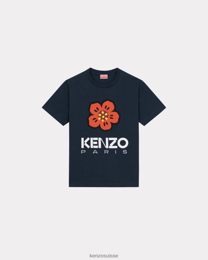 Kenzo t-shirt ample "fleur de boke" femmes bleu nuit D2804X404 vêtements