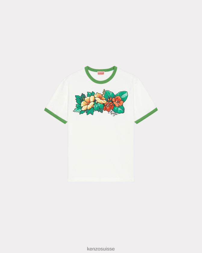 Kenzo t-shirt ample tatouage fleur aloha femmes herbe verte D2804X473 vêtements